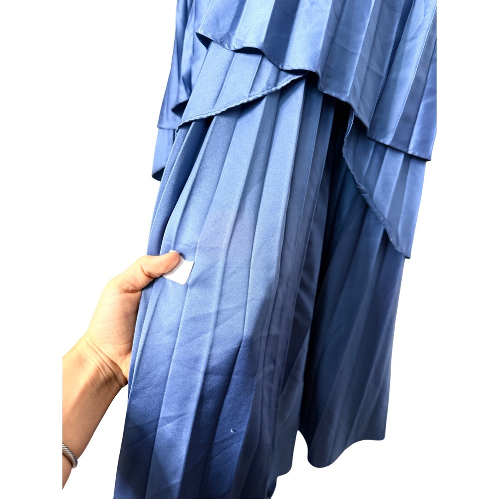 Amur Janey Gown Blue Strapless Pleated Ruffle High-Low Maxi Dress 0 - Picture 6 of 12